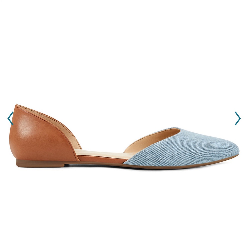 NWT 7 pointed toe slip on brown and denim D’orsay flat Nine West - Picture 9 of 12